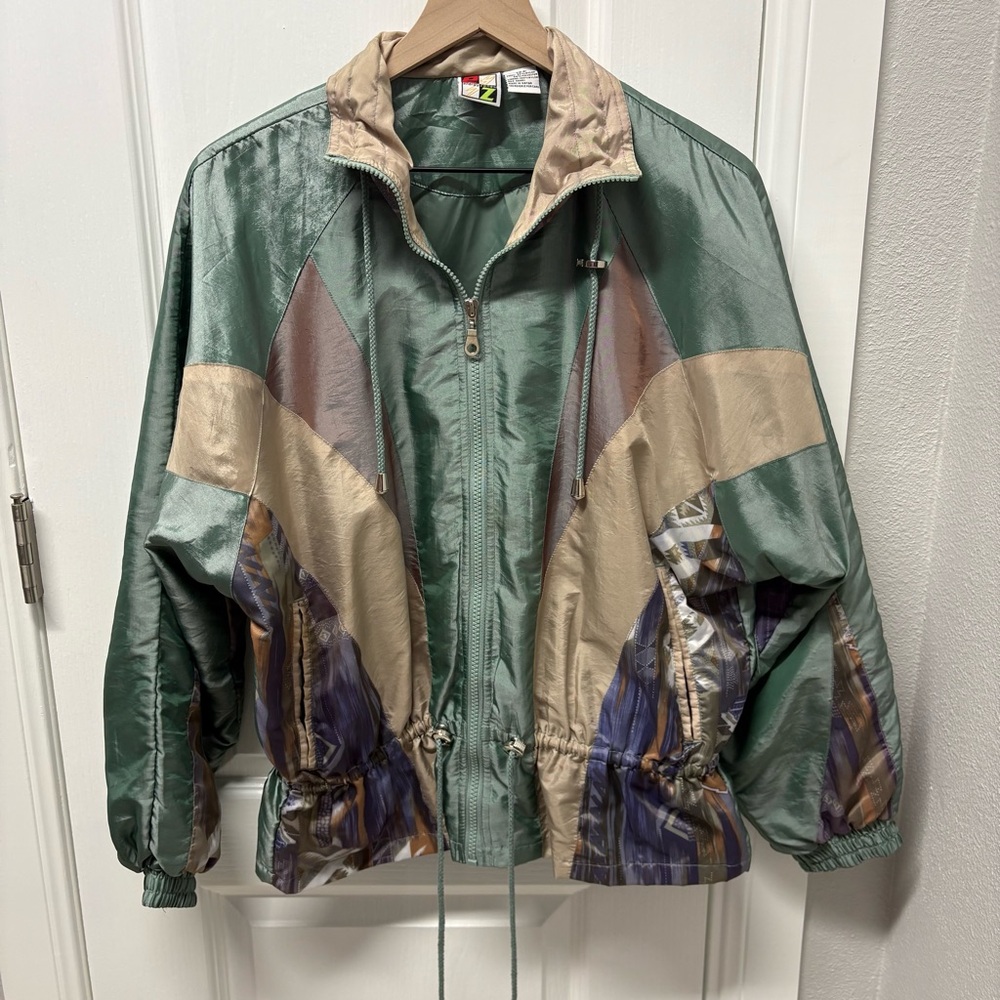 VTG Energy Zone Wind Suit Track Jacket Womens Sz Small 6-8 Teal Metallic 80s/90s